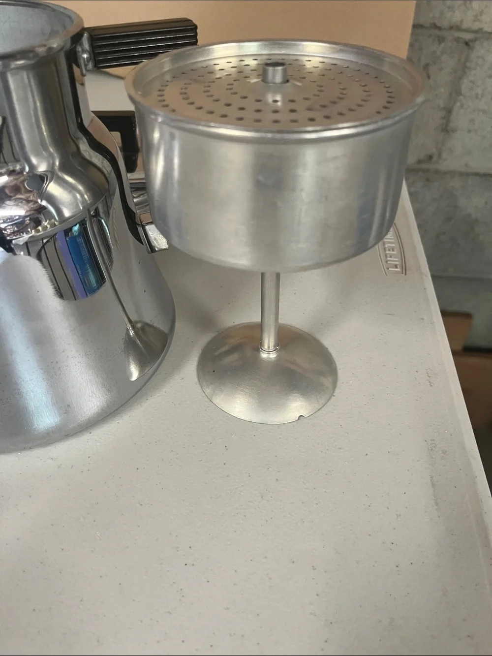 Stainless Steel Coffee Percolator with Black Handle and Lid Accent